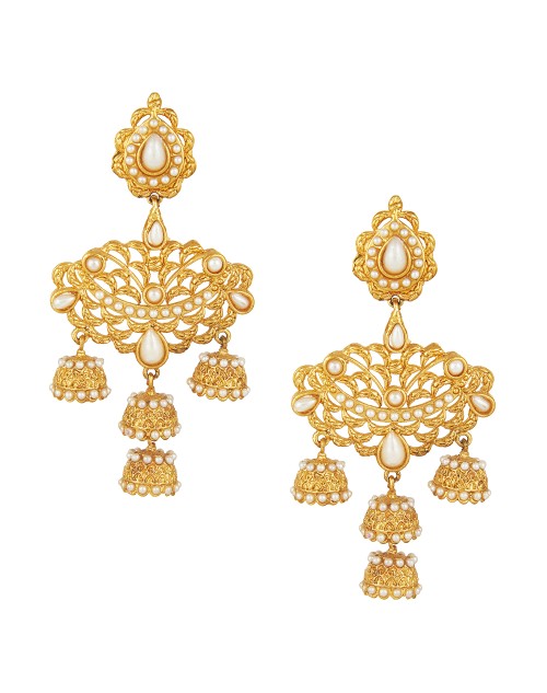 Lootkabazaar Gold Plated Chandbali Pearl Jhumka Earring For Women (JEGH81804)